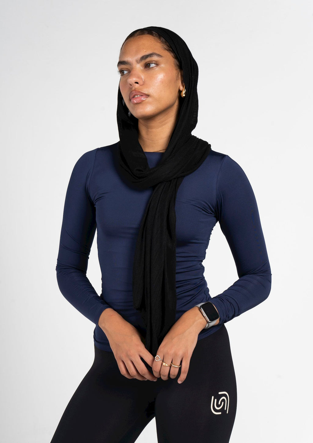 Boat Neck Long Sleeve Top - Navy