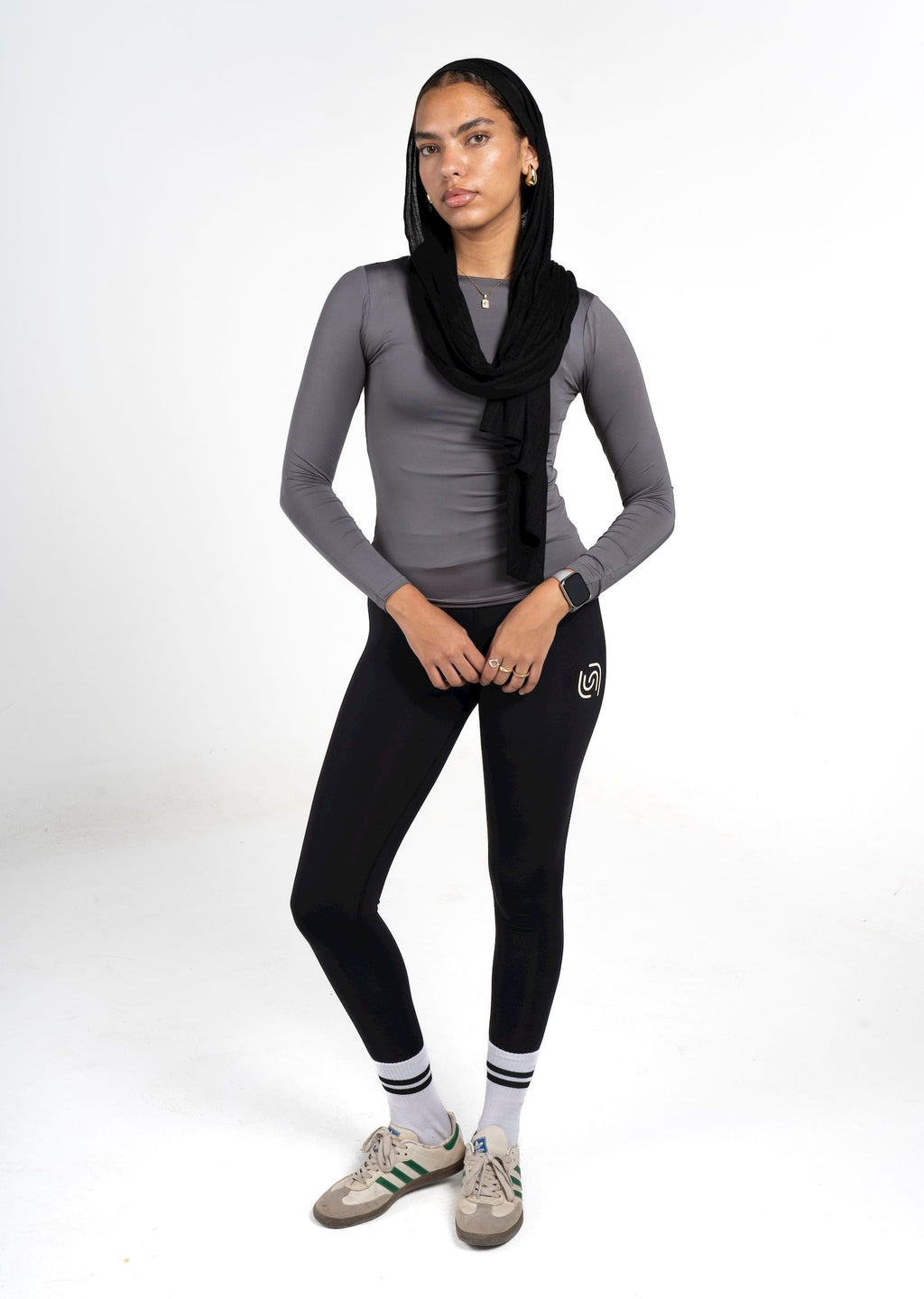 Boat Neck Long Sleeve Top - Charcoal Grey