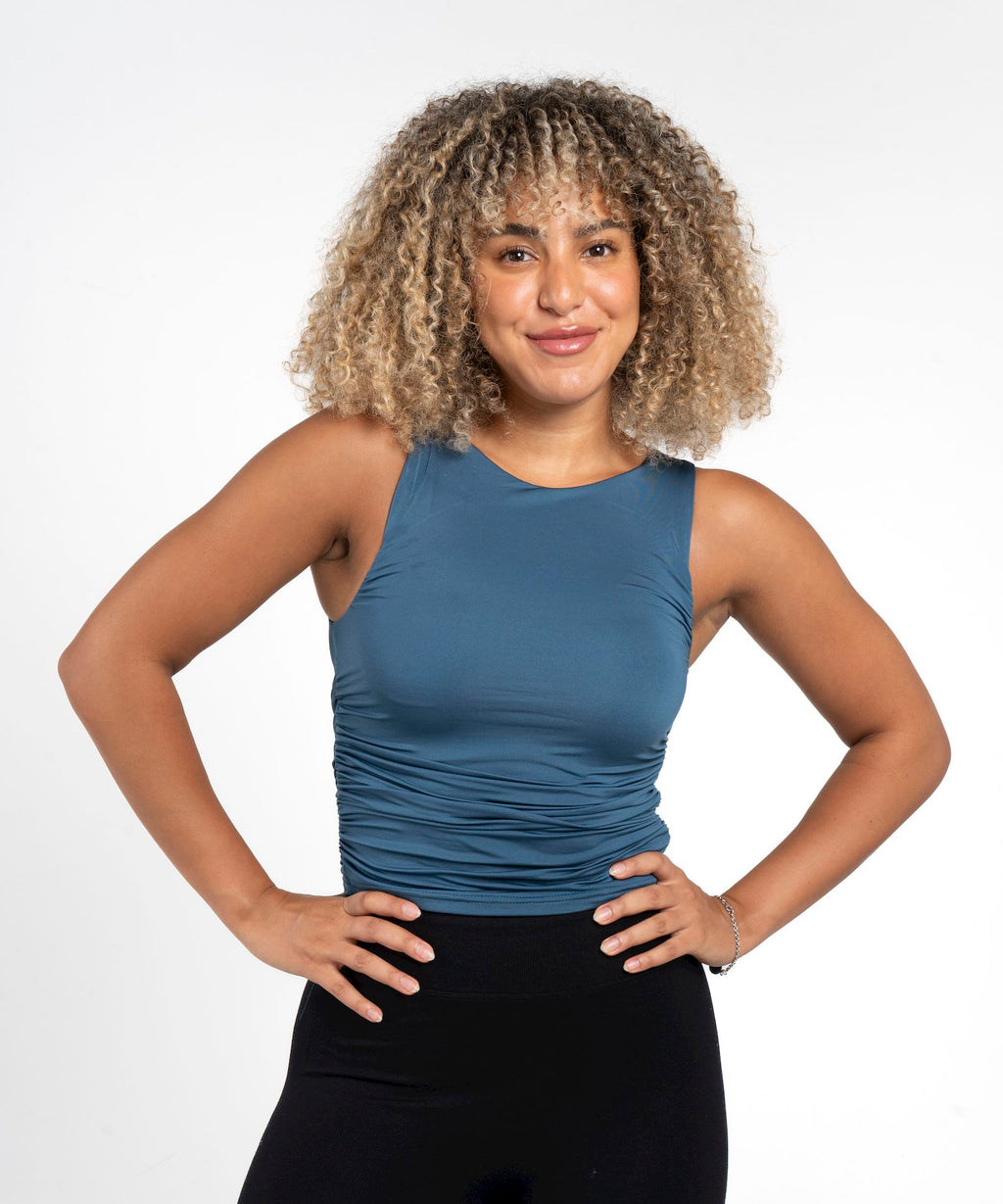 Cinched Sleeveless Top - Steel Blue