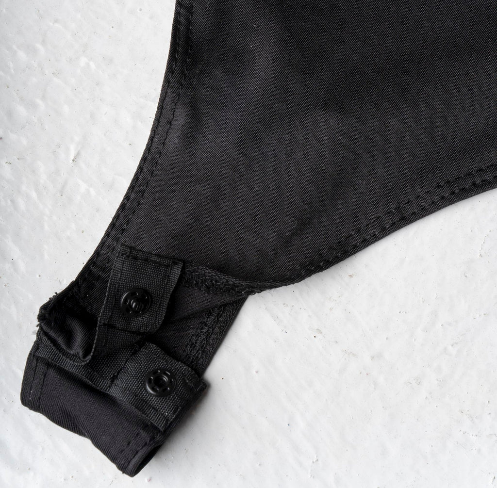 Boat Neck Long Sleeve Bodysuit - Black