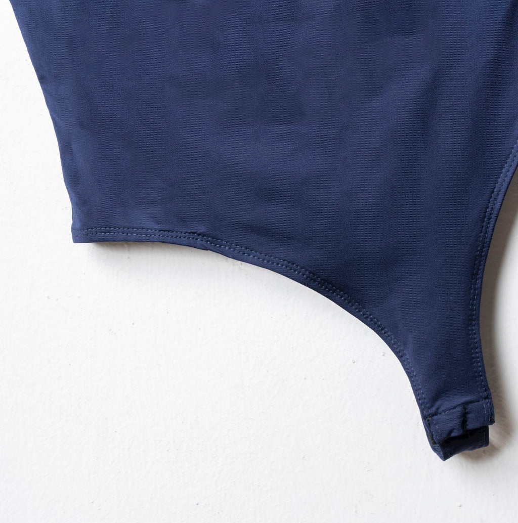 Boat Neck Sleeveless Bodysuit - Navy