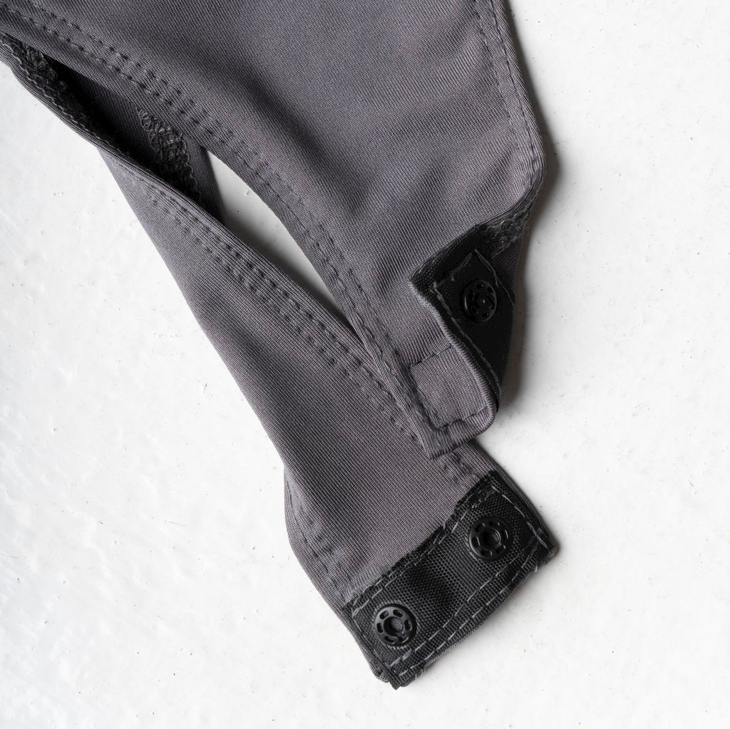 Boat Neck Long Sleeve Bodysuit - Dark Grey
