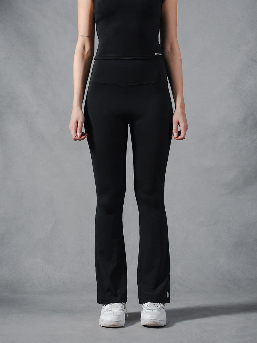Compression Seamless Flare Pants - Black