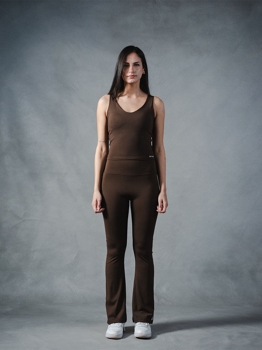 Compression Seamless Flare Pants - Brown