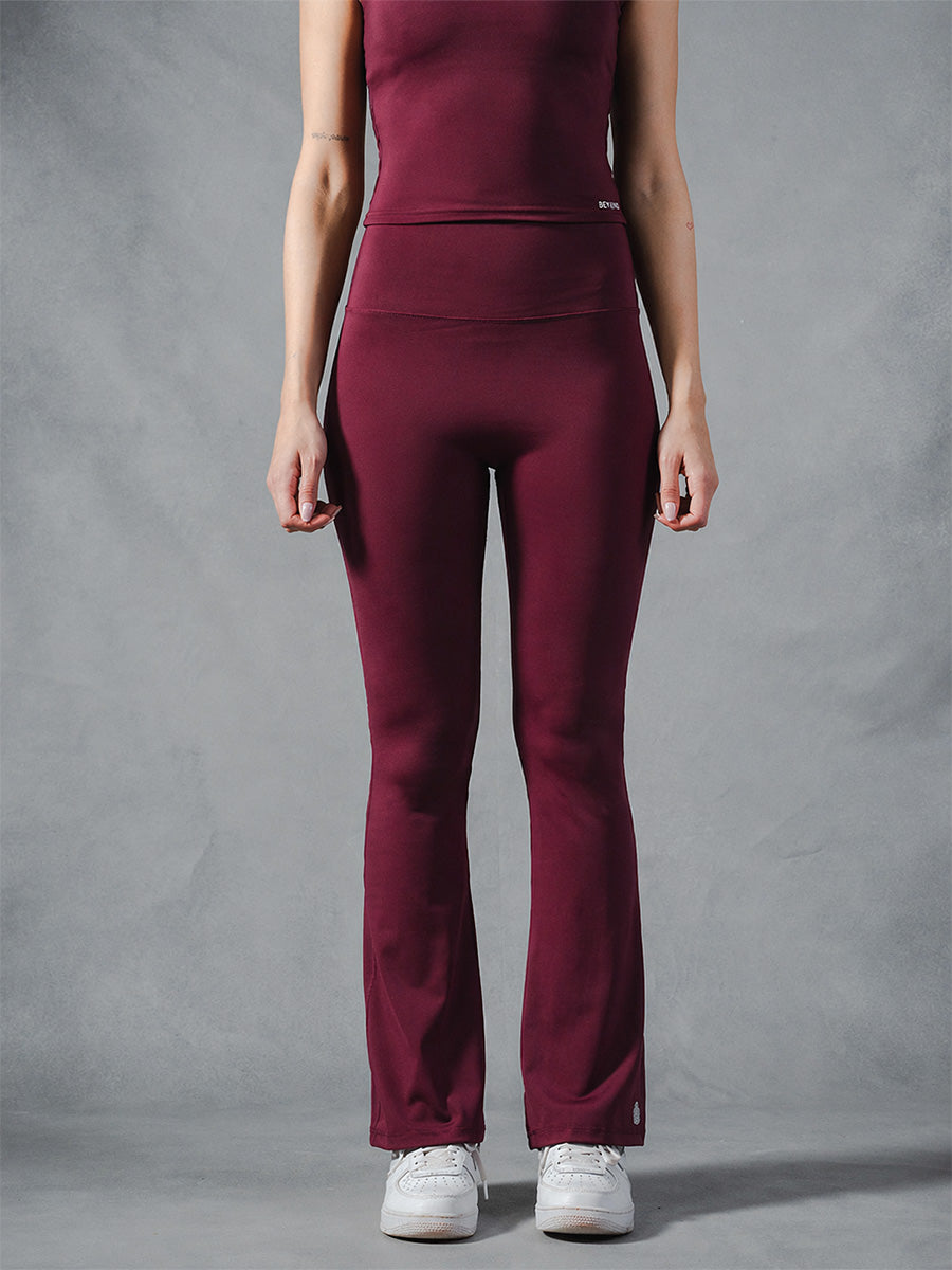 Compression Seamless Flare Pants - Burgundy