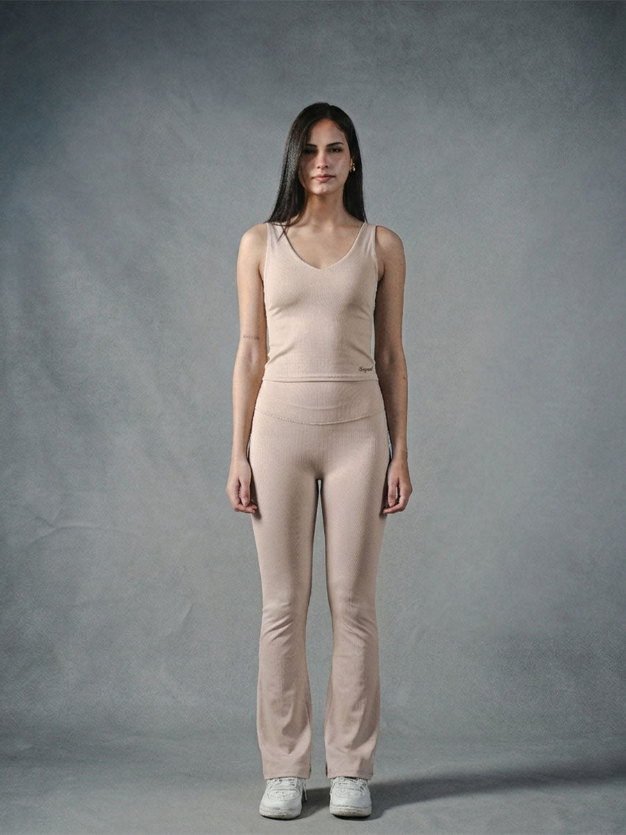Compression Seamless Flare Pants - Beige