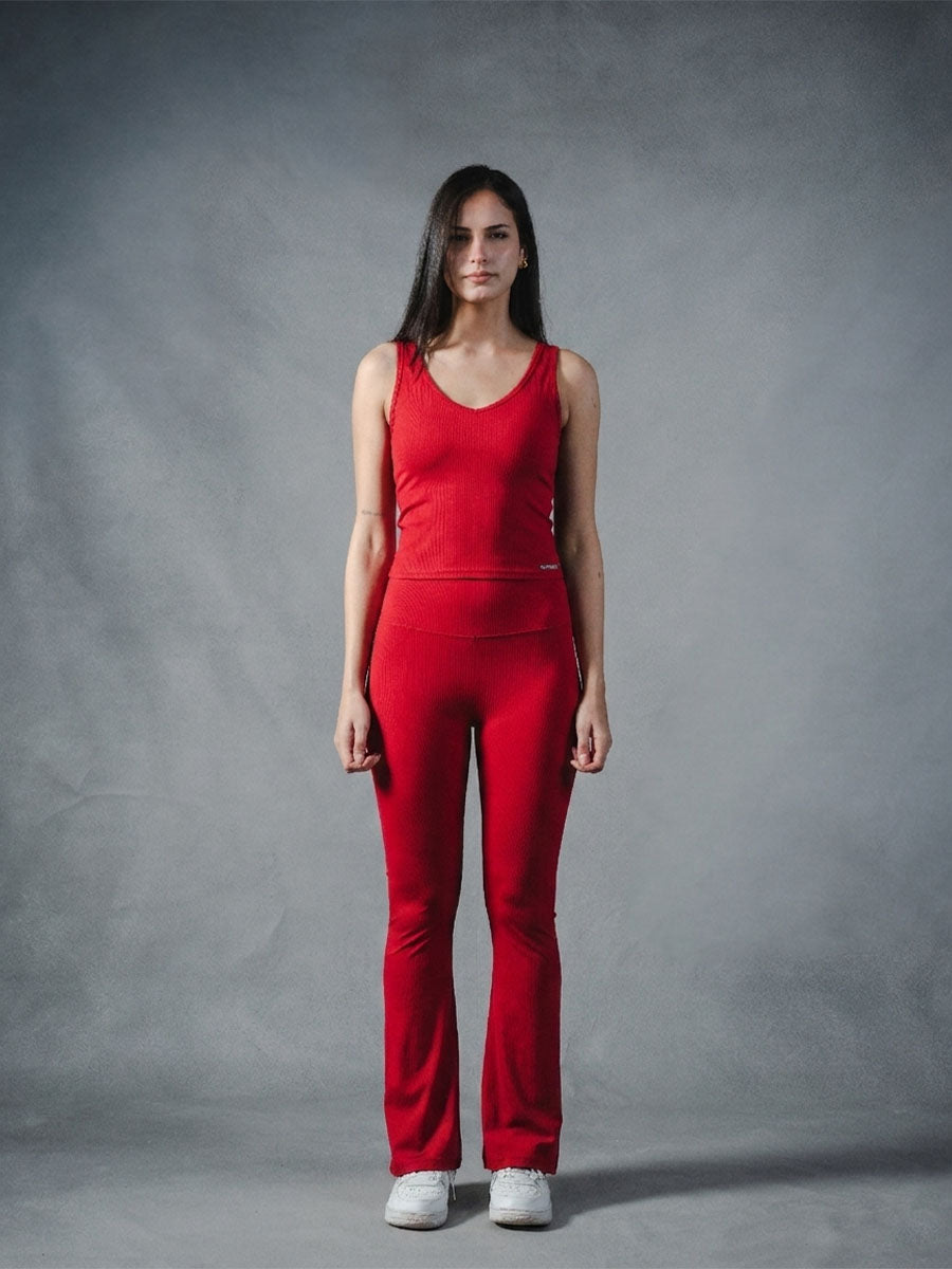 Compression Seamless Flare Pants - Red