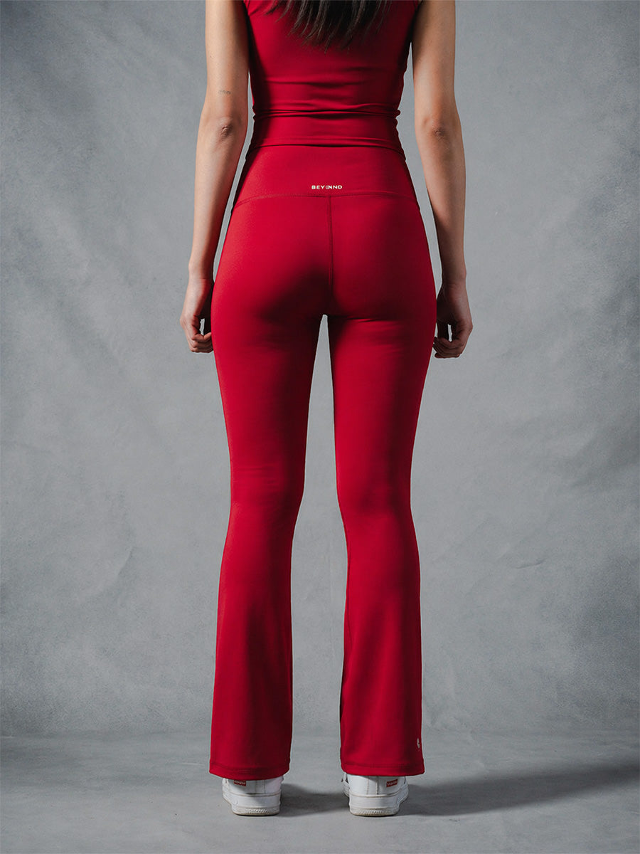 Compression Seamless Flare Pants - Red
