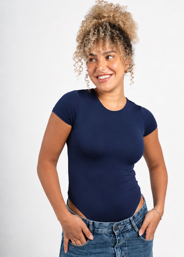 Boat Neck short sleeve Bodysuit - Navy