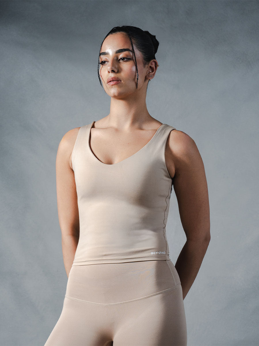 Compression Sleeveless Top - Beige
