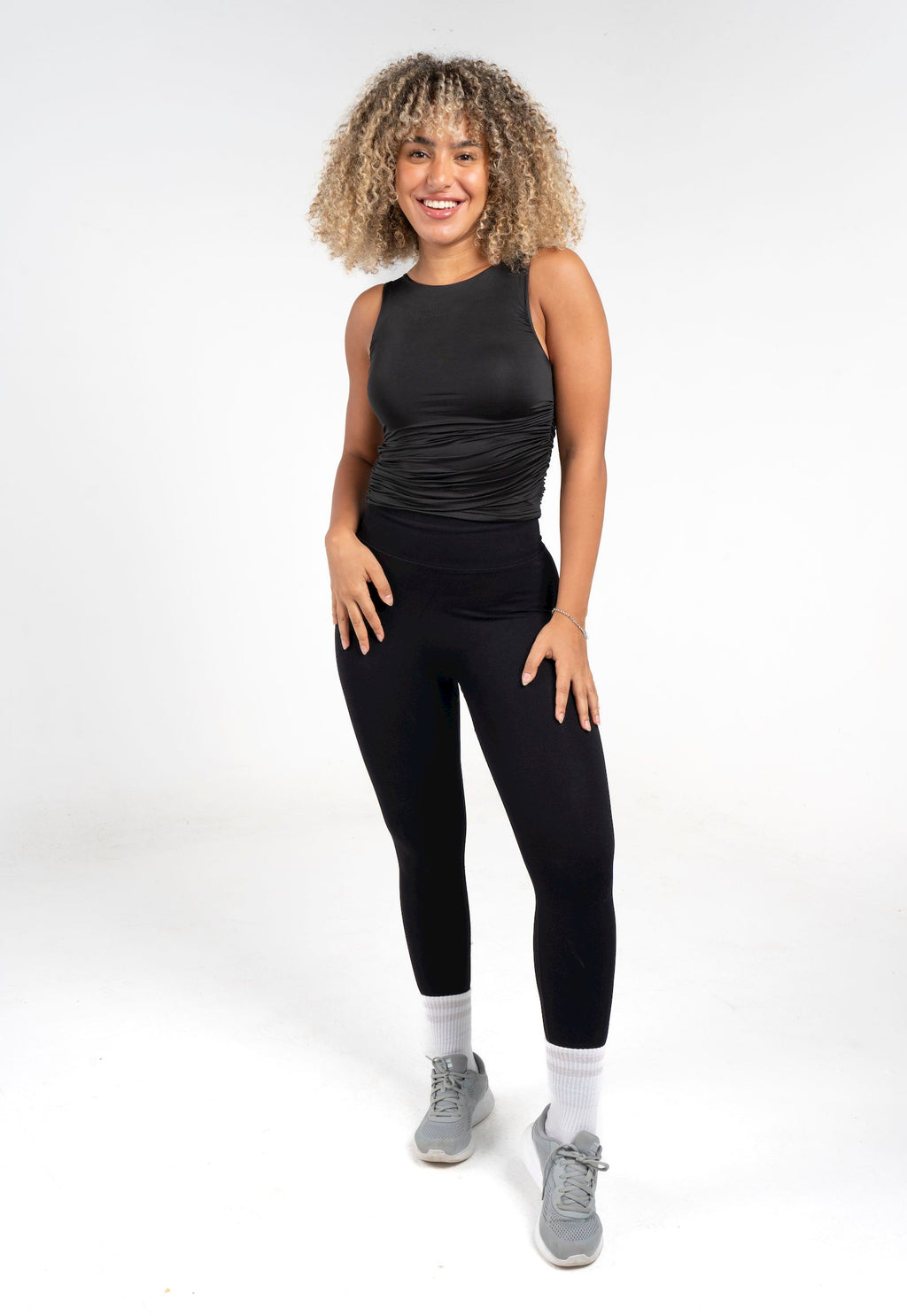 Cinched Sleeveless Top - Black
