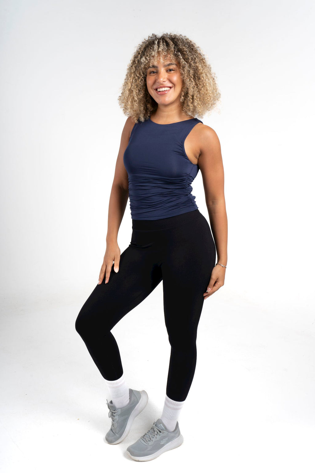 Cinched Sleeveless Top - Navy