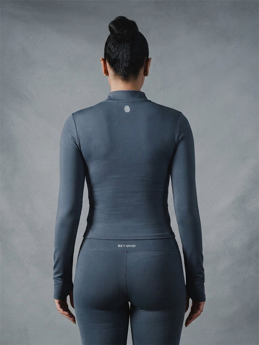 Compression Long Sleeve 1/4 Zip Top - Grey
