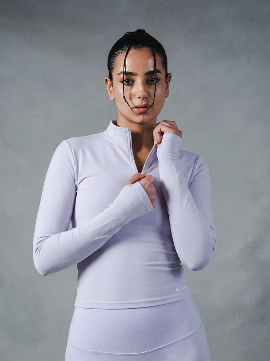 Compression Long Sleeve 1/4 Zip Top - Lilac